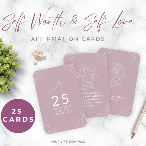 Canva Template Self-Worth & Self-Love Affirmation Cards
